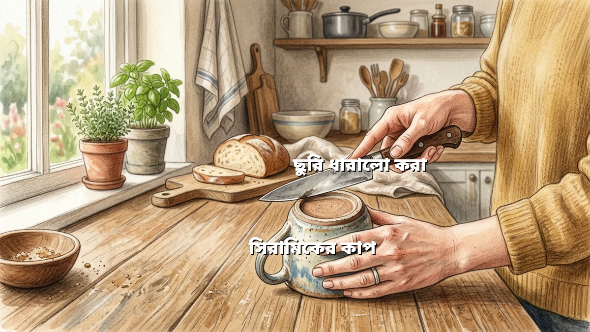 ব্যস্তদের কাপ দিয়ে ছুরি ধারালো করার সহজ উপায়