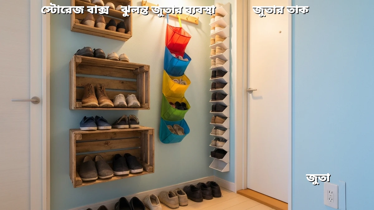 ছোট জায়গায় কম খরচে জুতা গুছিয়ে রাখার সহজ উপায়